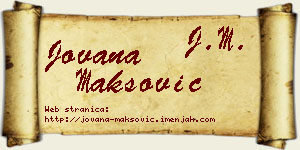 Jovana Maksović vizit kartica